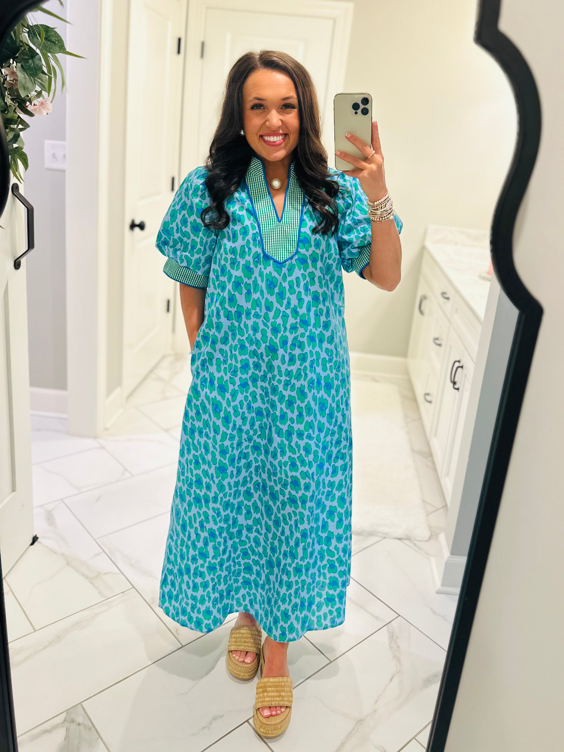 green leopard midi dress Give Your All Green Leopard Dress Shop the Mint