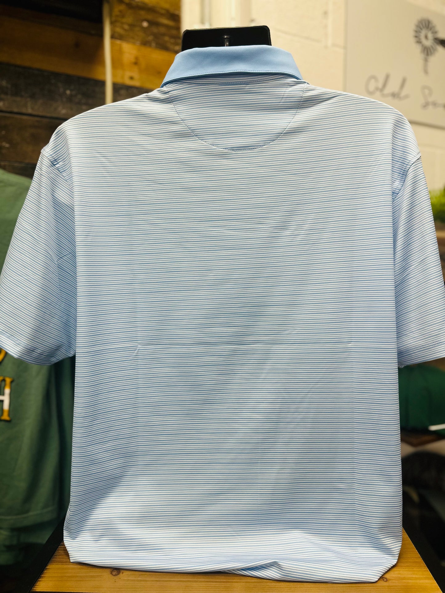Blue Sky Stripe Performance Polo
