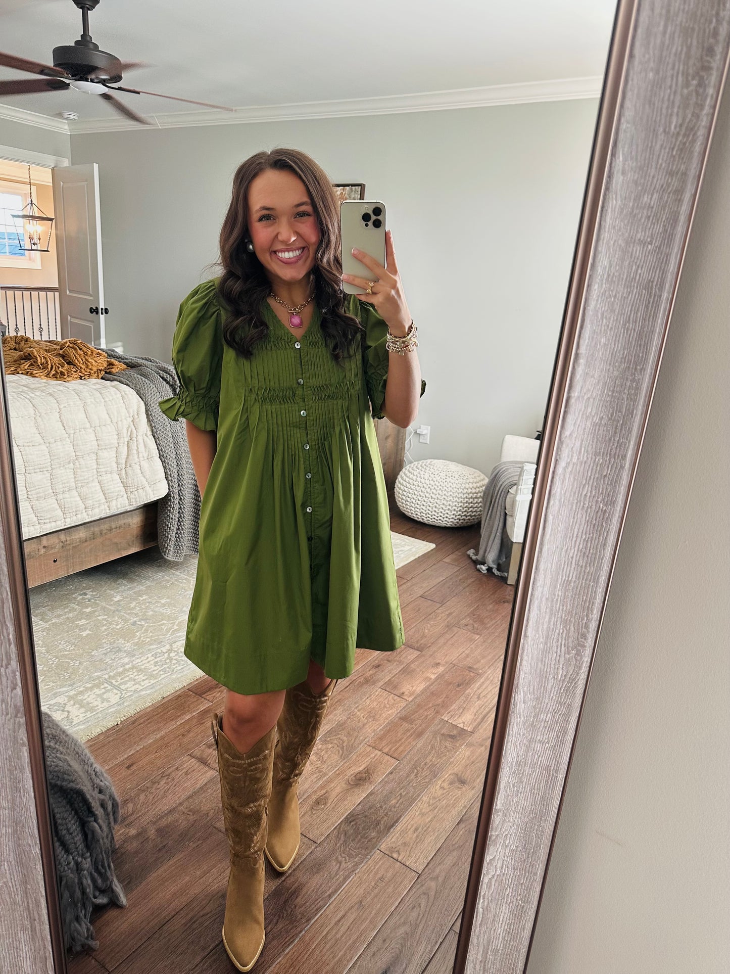 The Willow Olive Green Dress