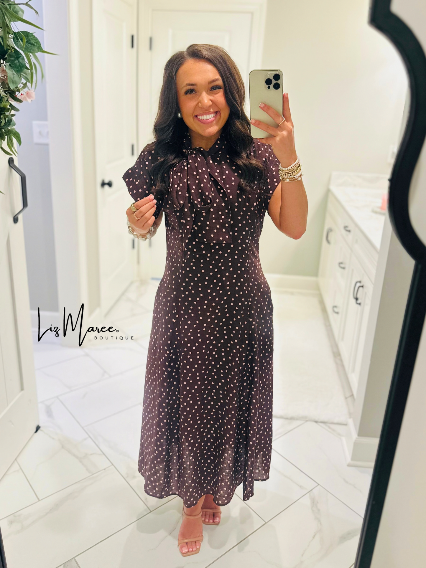 The Margo Burgundy Polka Dot Midi Dress