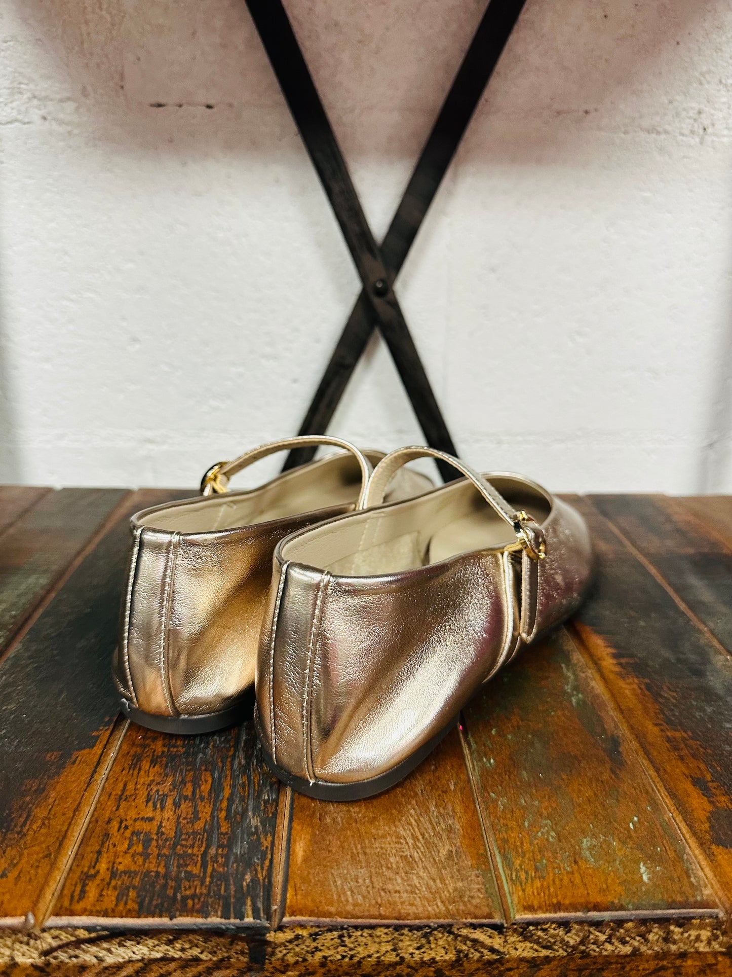 The Annabelle Gold Mary Jane Flat