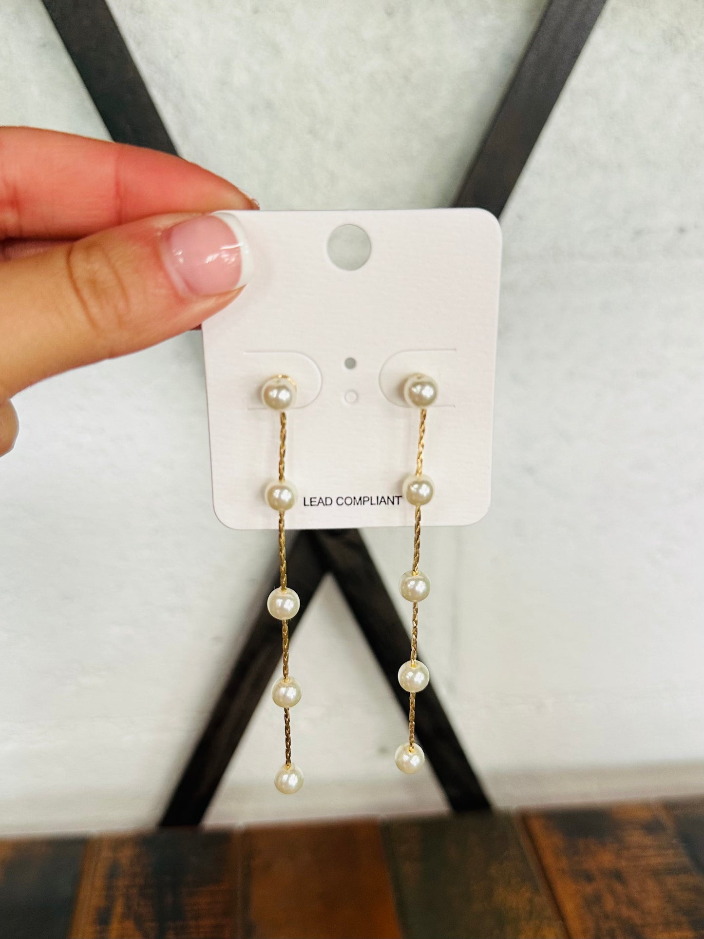 Elegant Pearl Chain Long Drop Earring
