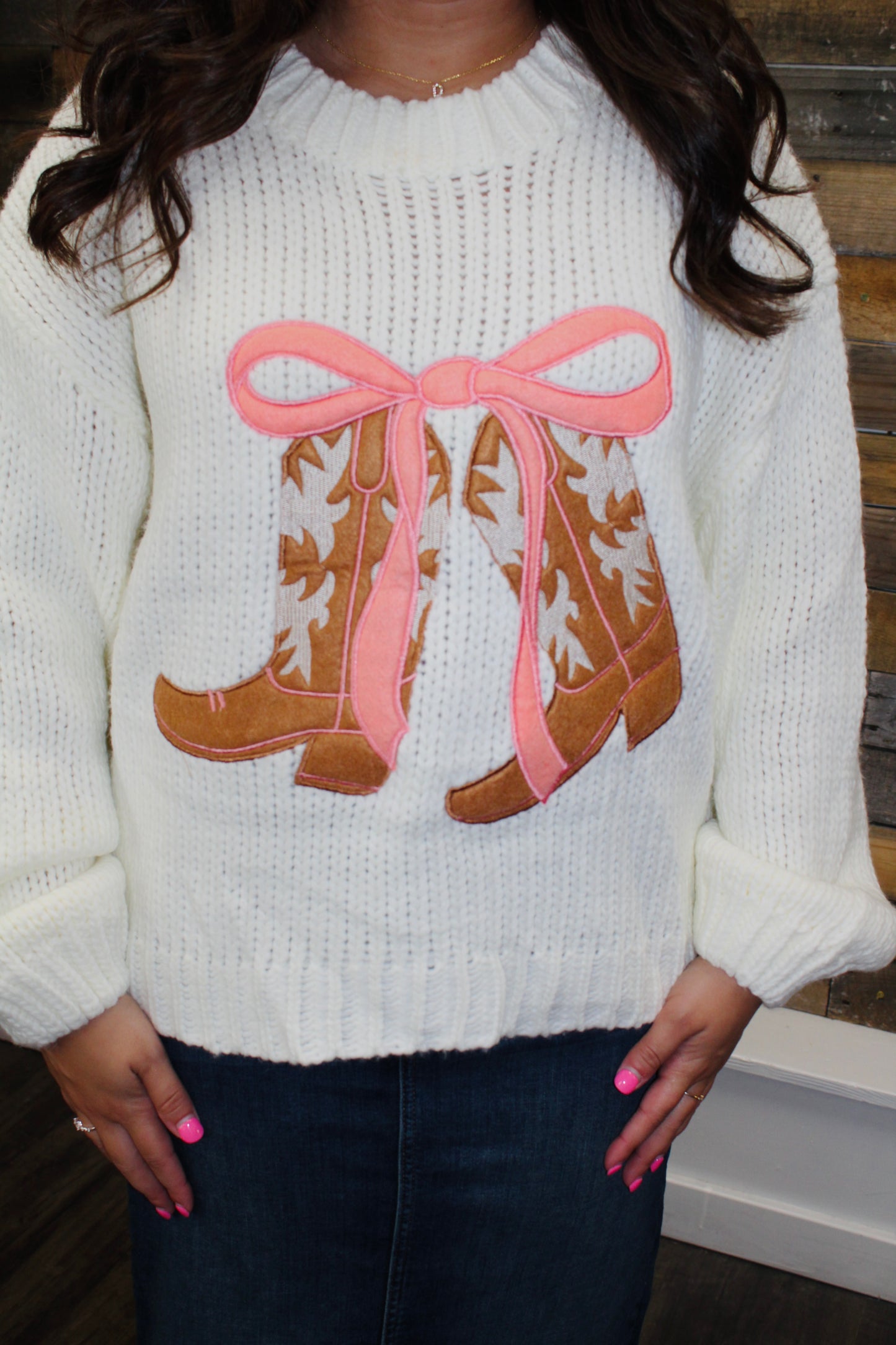 The Sweetheart Cowboy Boot Sweater