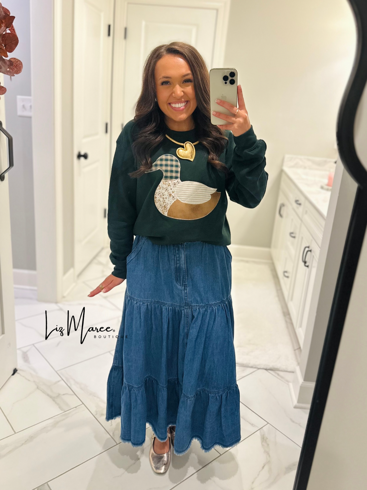 The Callie Denim Tiered Midi Skirt