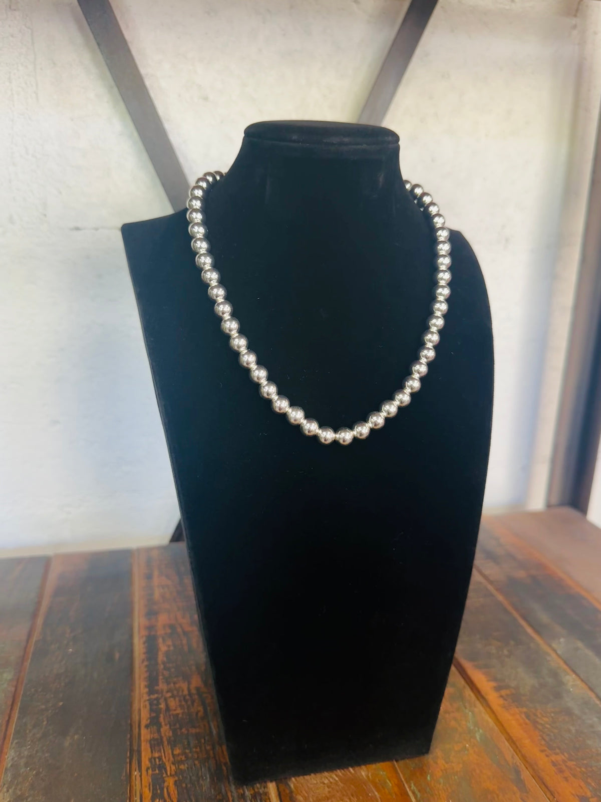 8mm Silver Ball Bead Necklace