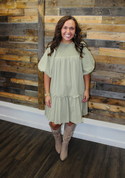 The Sage Puff Sleeve Tiered Dress