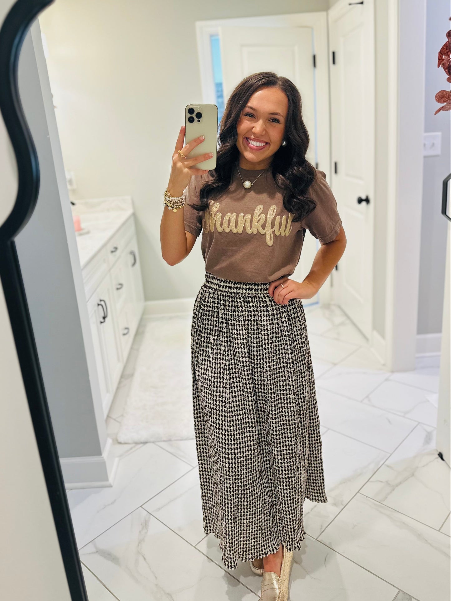 The Gold Glitter Thankful Puff Tee