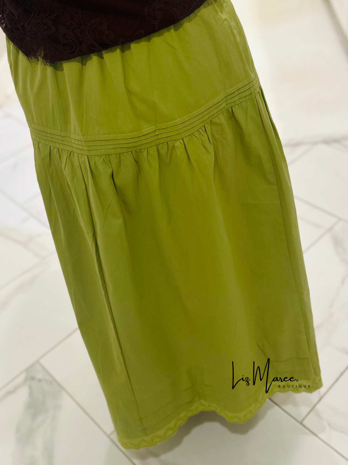 The Emma Avocado Green Midi Skirt
