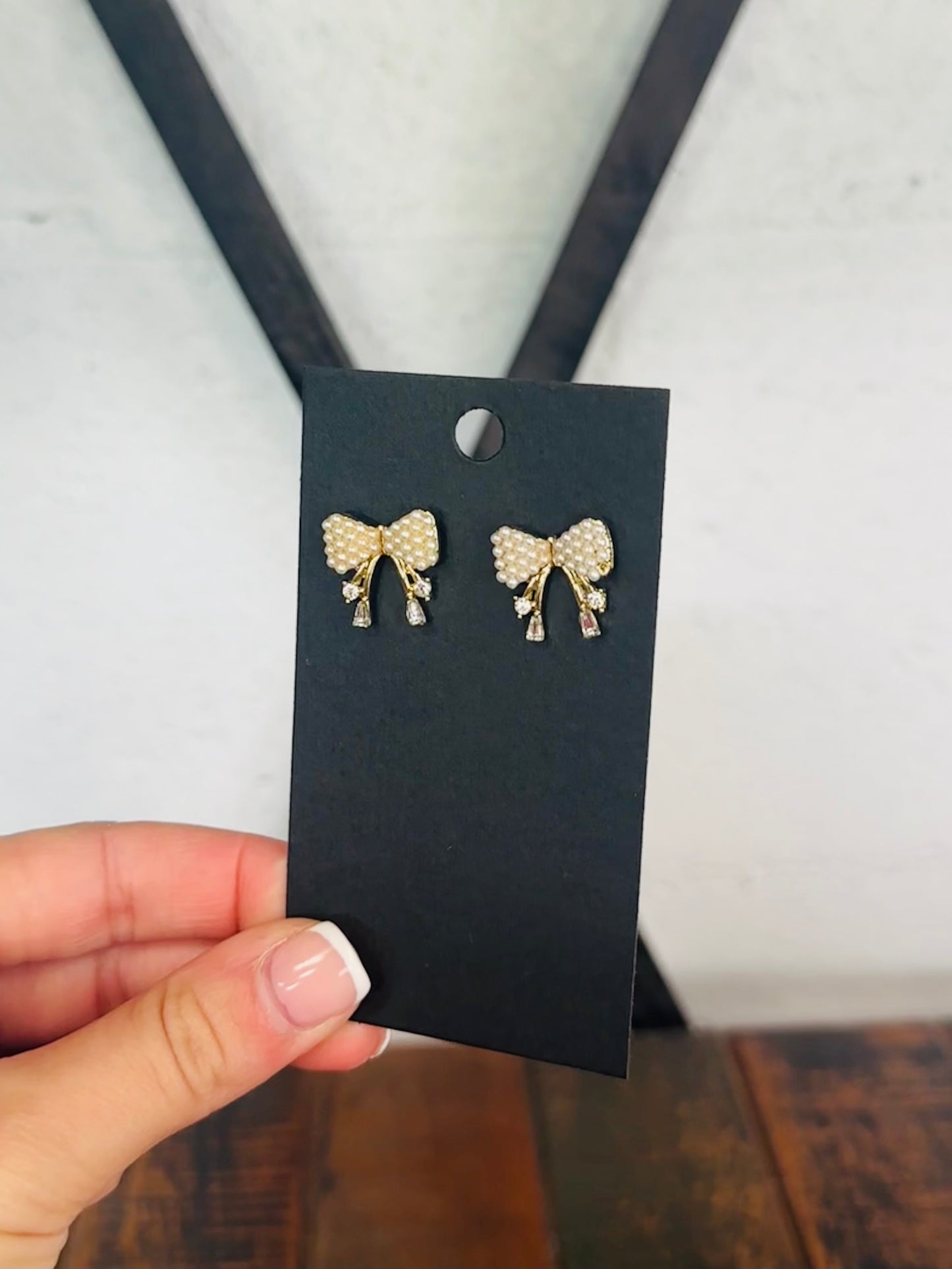 Gold + Pearl Bow Stud Earring