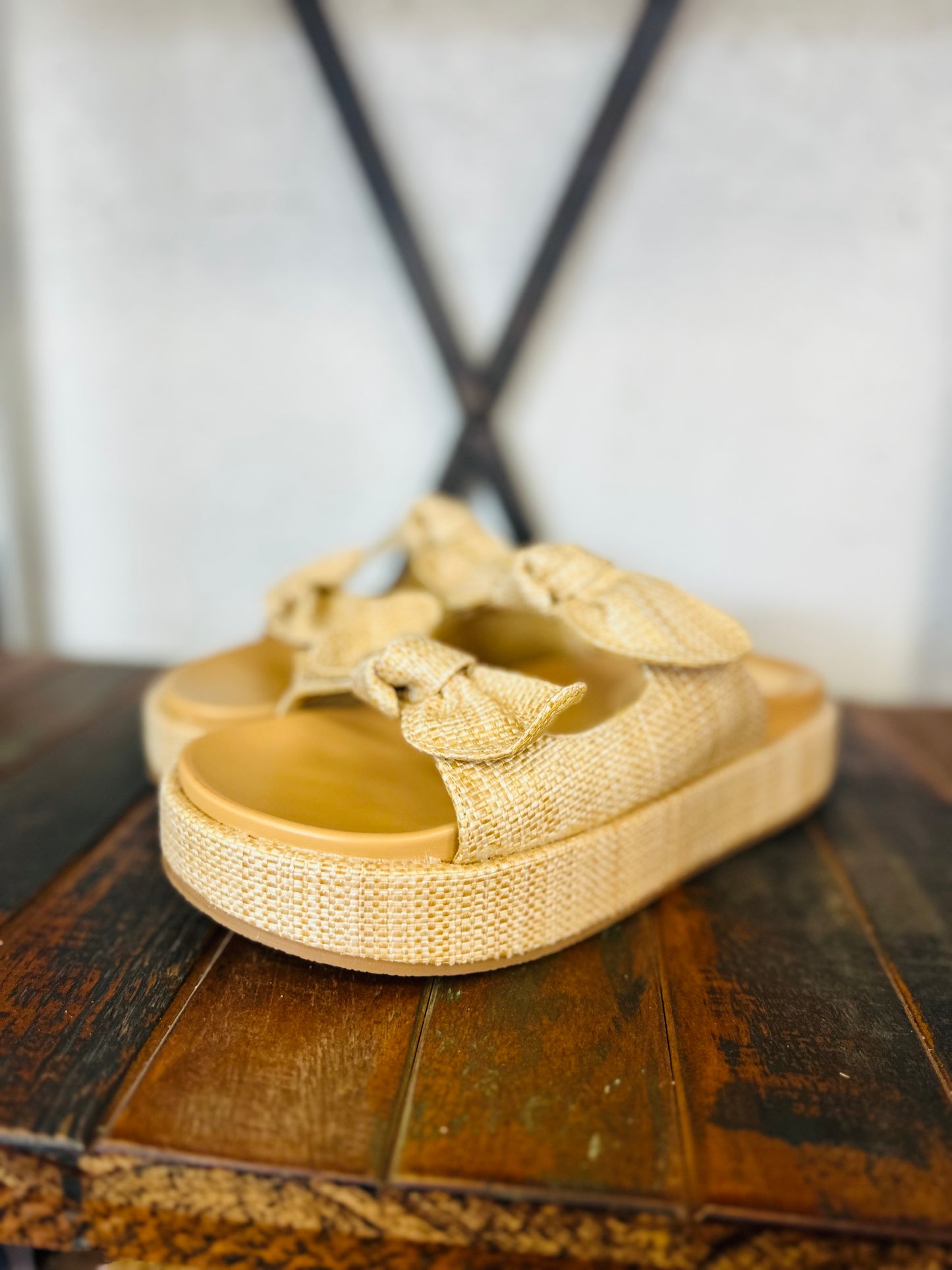 The Kiki Raffia Bow Platform Sandal