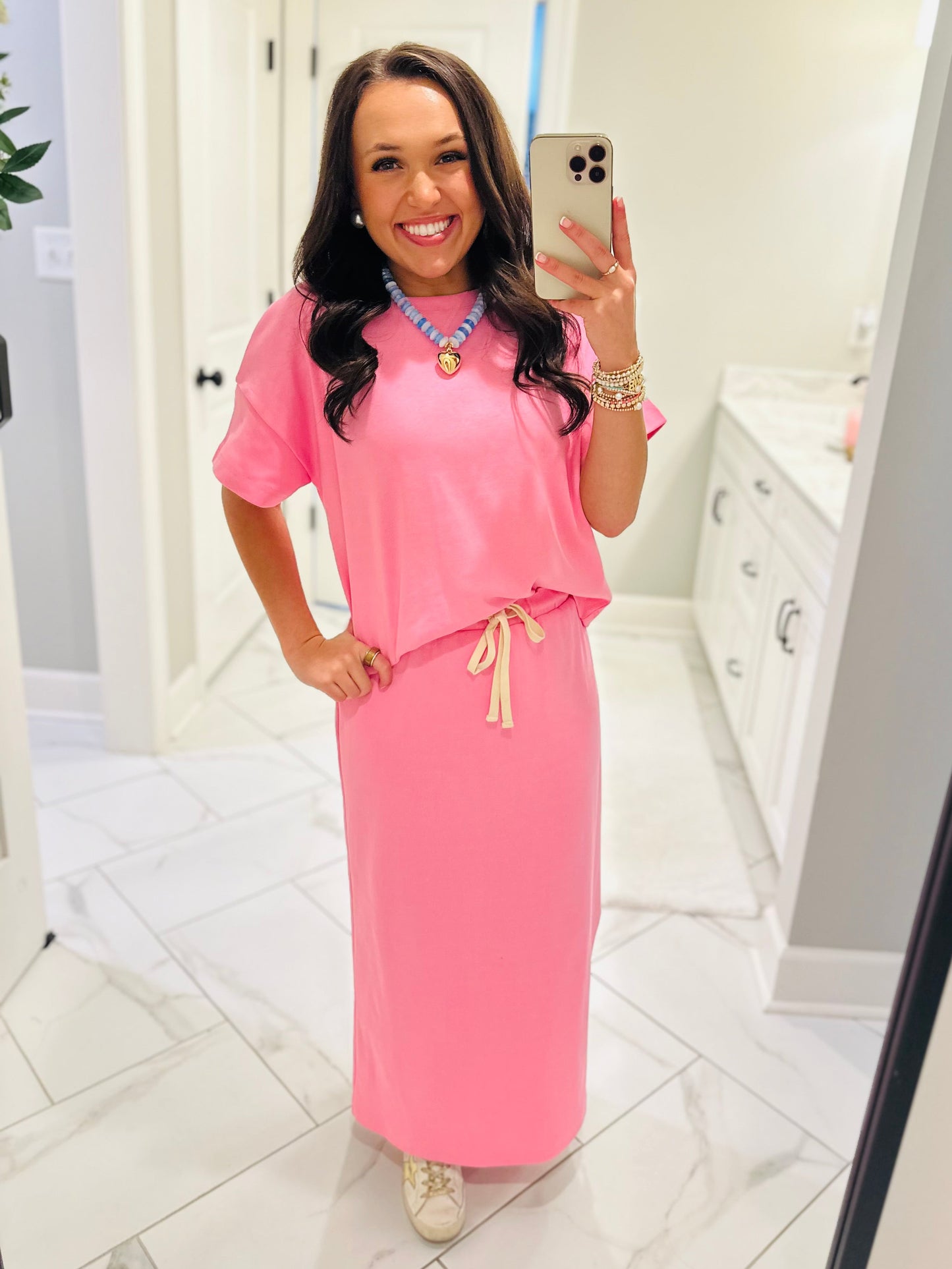 The Sonny Pink Knit Top + Skirt Set