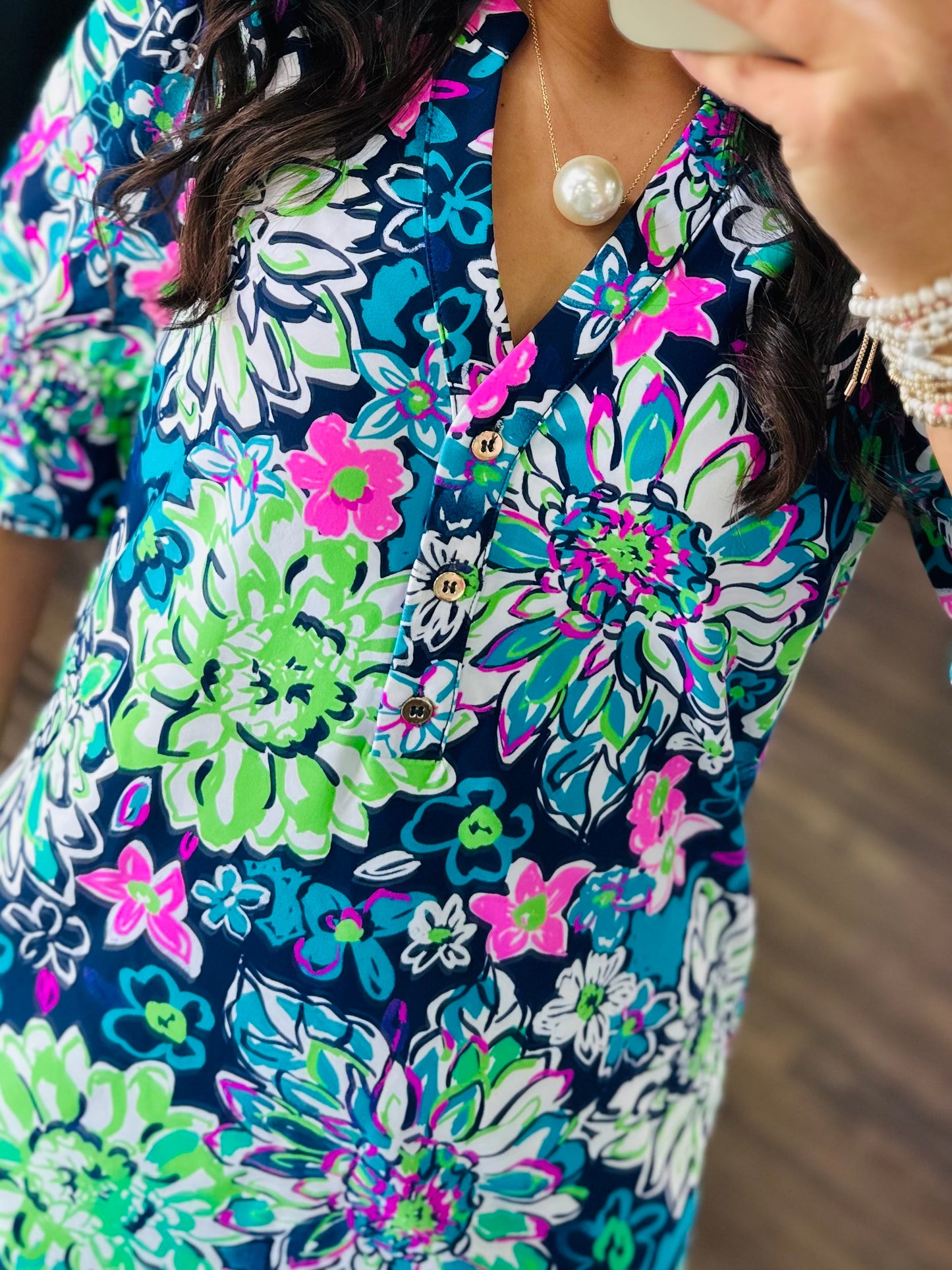 The Nova Navy Floral Ruffle Sleeve Dress