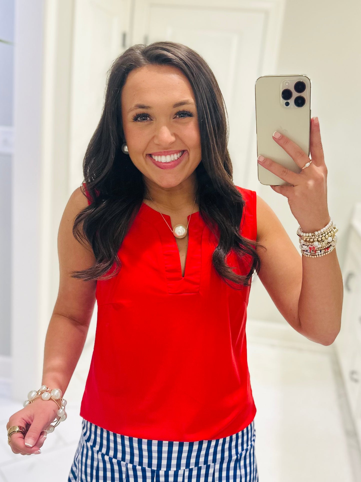 The Gina Red Sleeveless Top