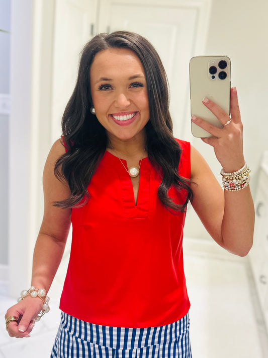 The Gina Red Sleeveless Top