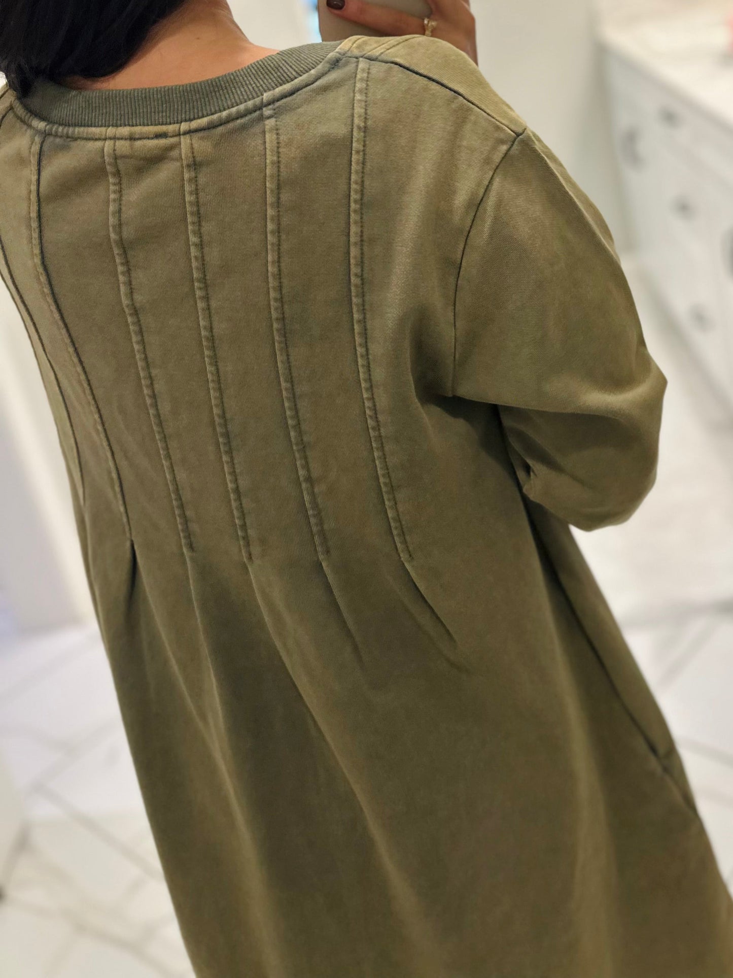 The Jadyn Moss Green Mineral Wash Dress