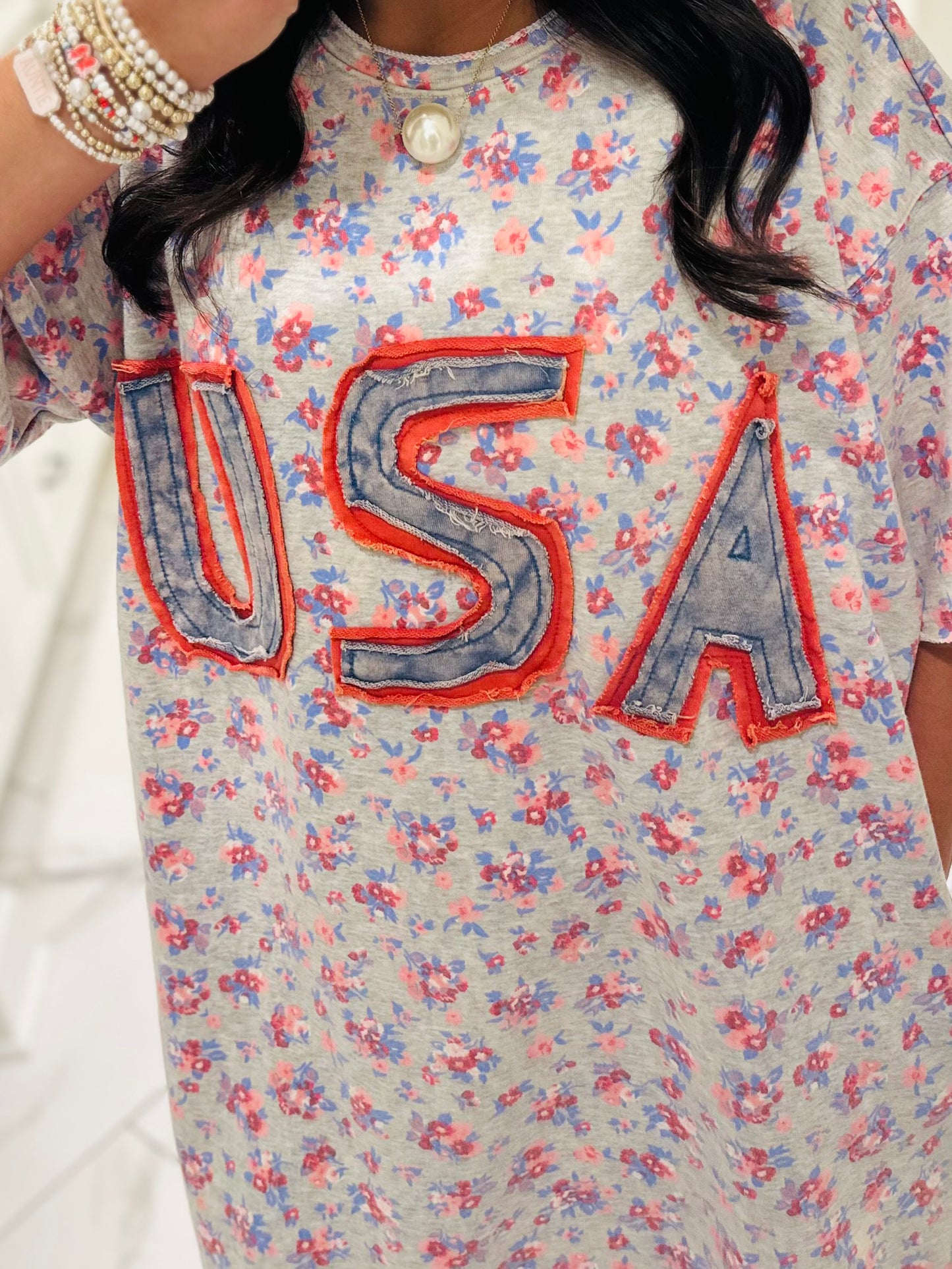 The Made in the USA Letter Patch Floral Dress