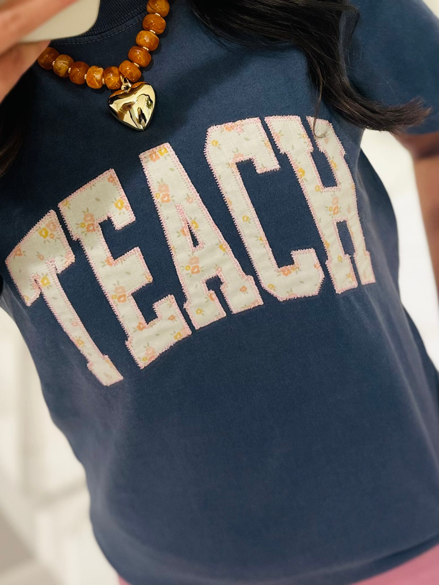 The Floral Teach Appliqué Embroidered Tee