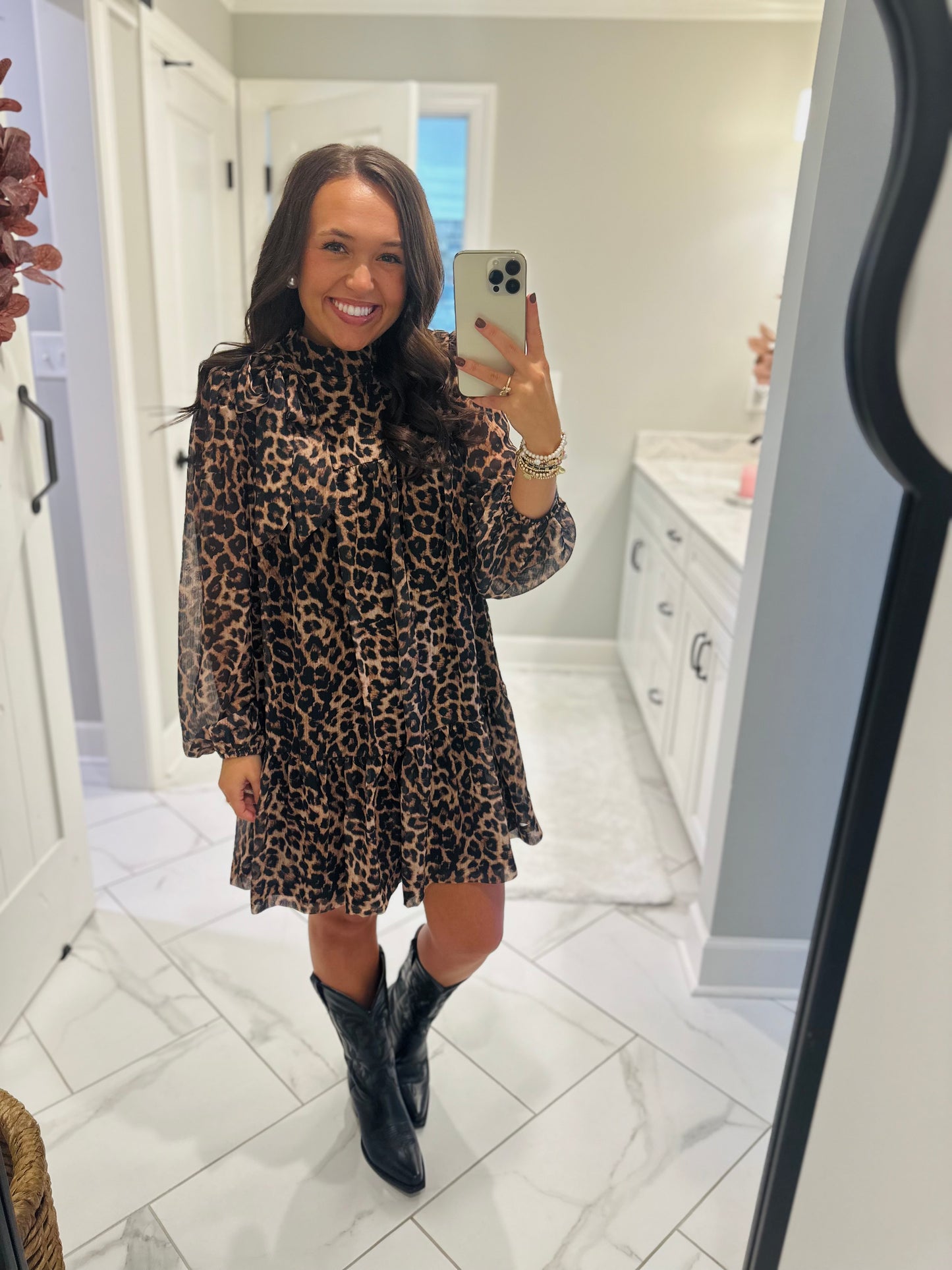 The Della Leopard Bow Dress