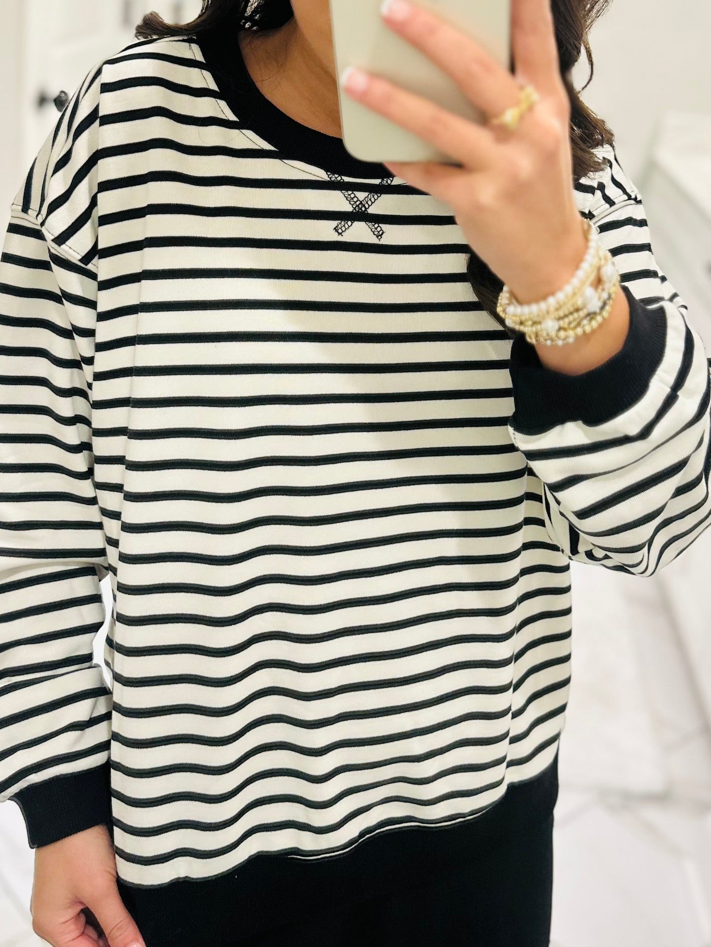 The Ivory + Black Striped Pullover