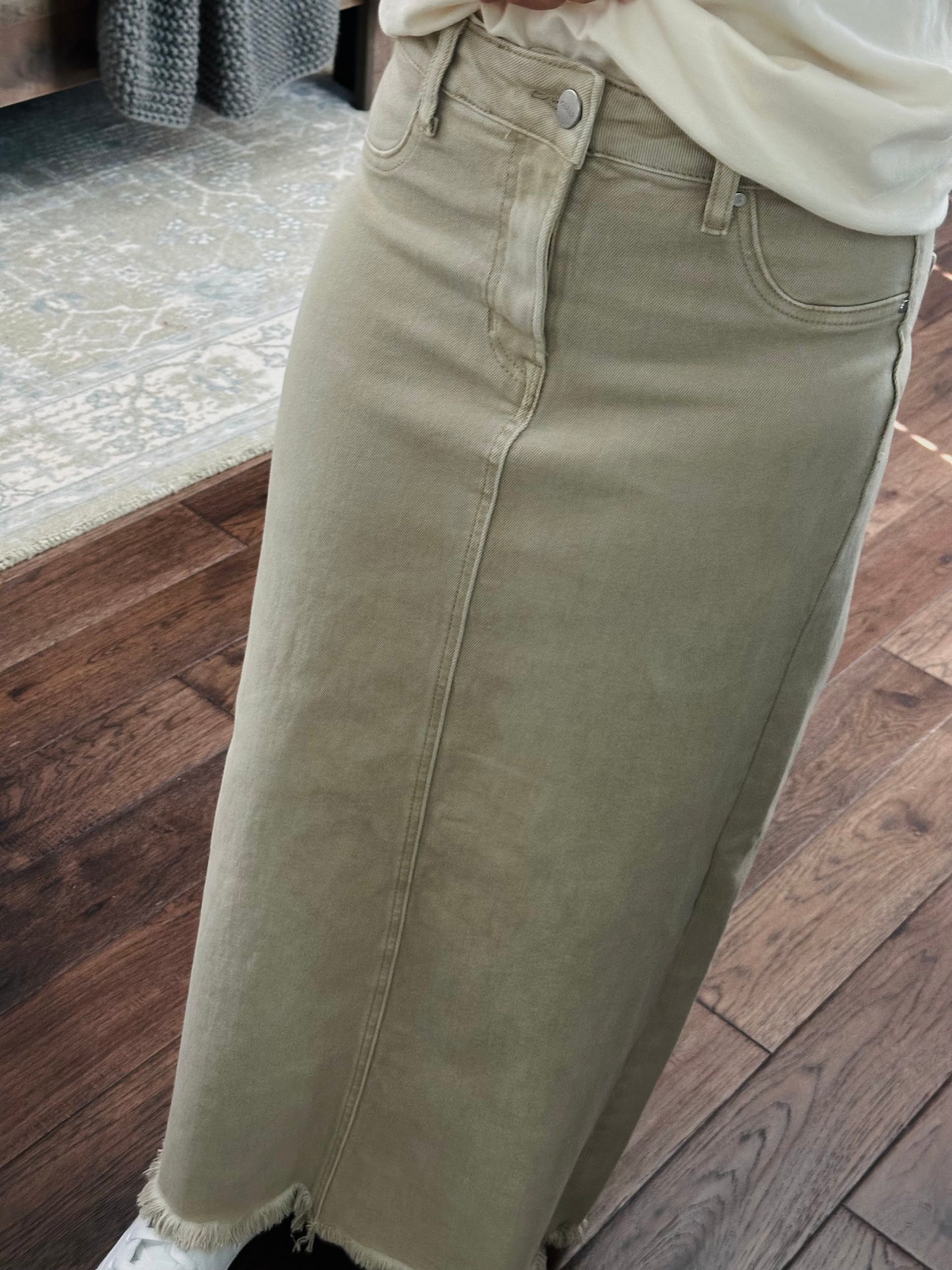 The High Rise Sand Maxi Skirt