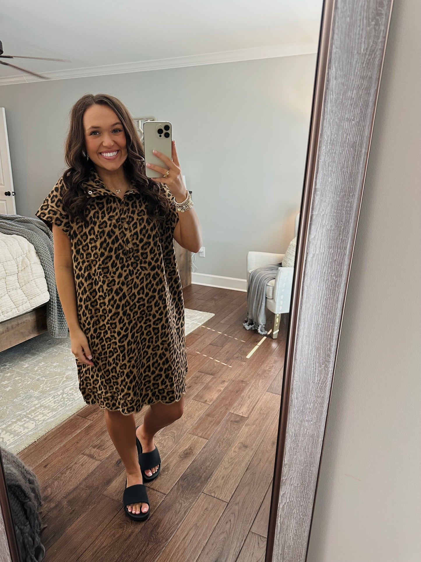 The Miah Leopard Scalloped Dress