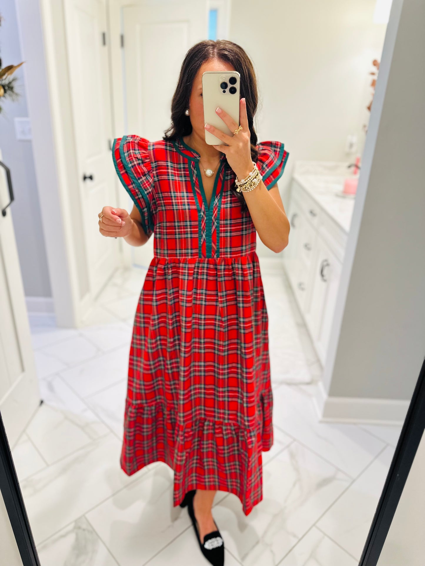 The Faith Holiday Plaid Midi Dress
