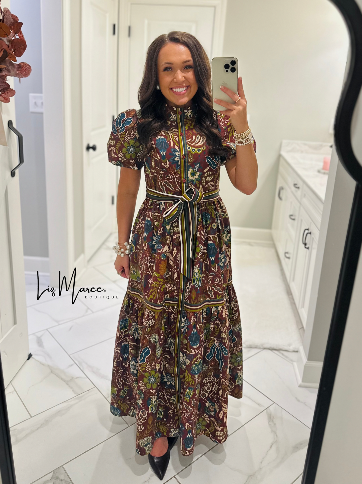 The Wren Burgundy Floral Maxi Dress