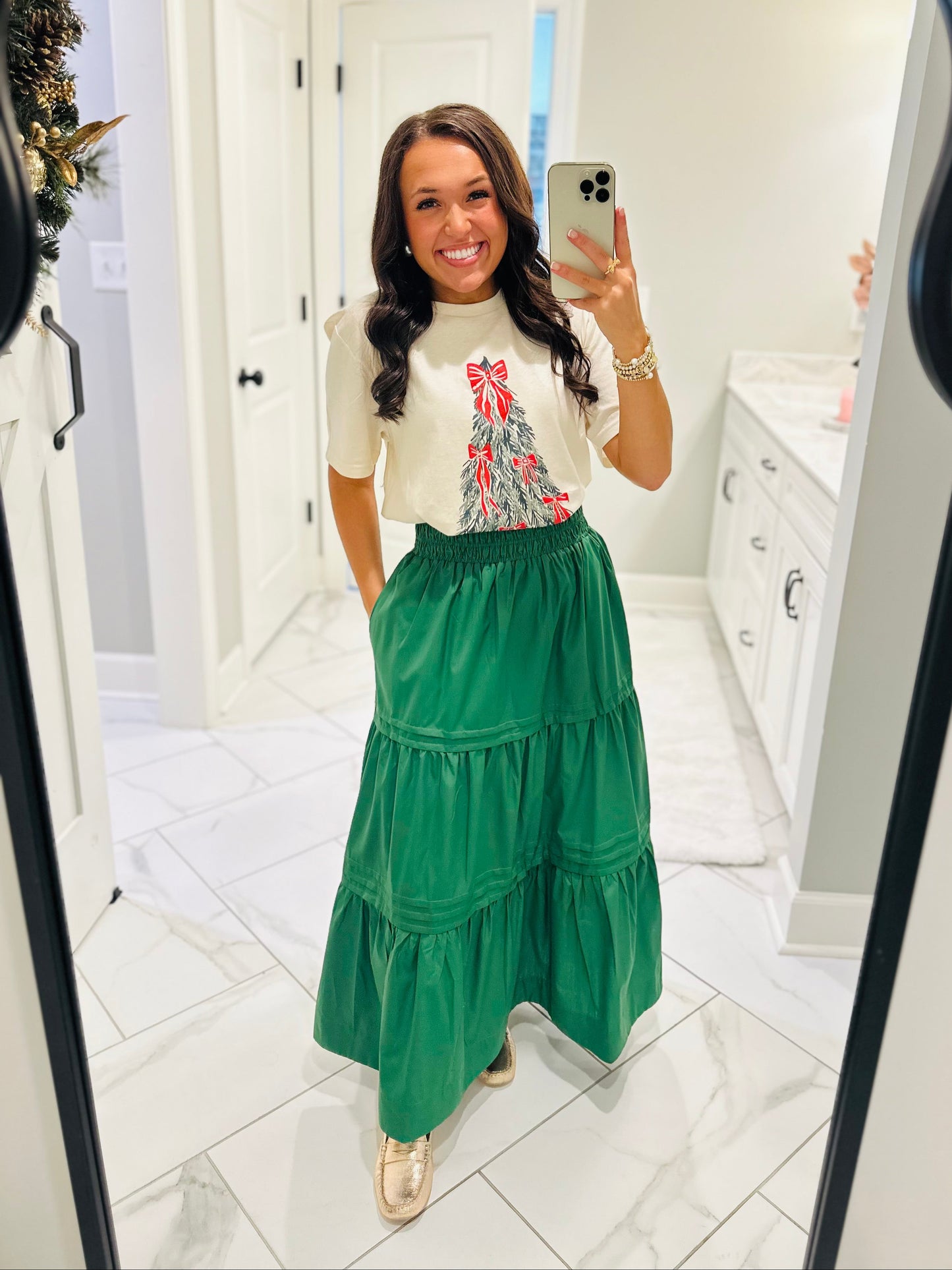 The Ruth Forest Green Maxi Skirt