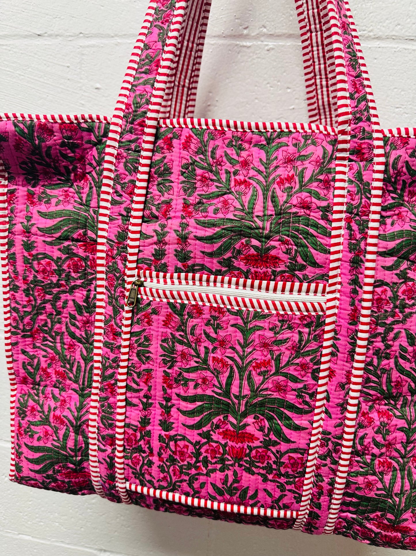 The Pink Florals Quilted Tote Bag