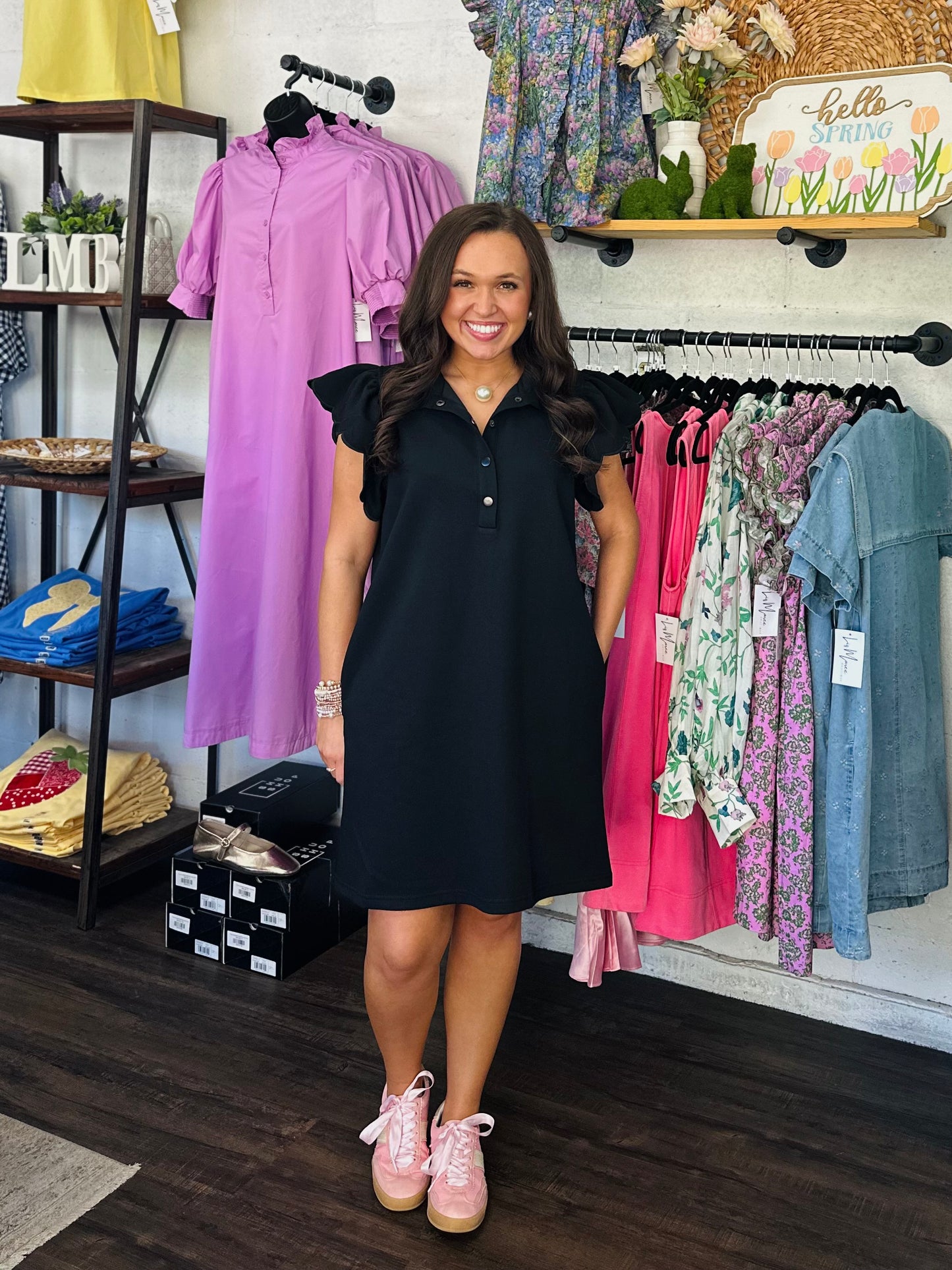 The Gia Black Scallop Dress