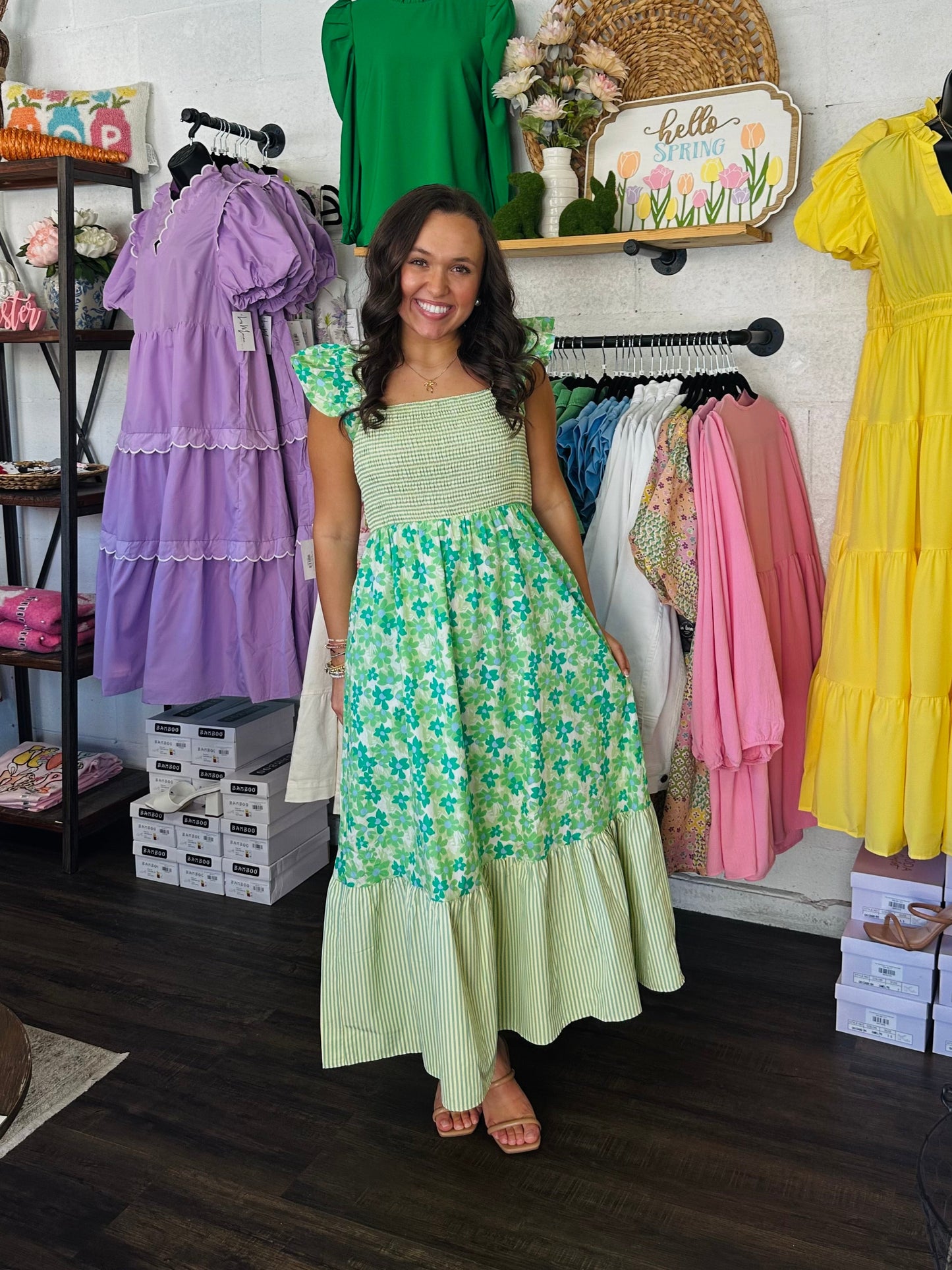 The Magnolia June Green Midi Dress