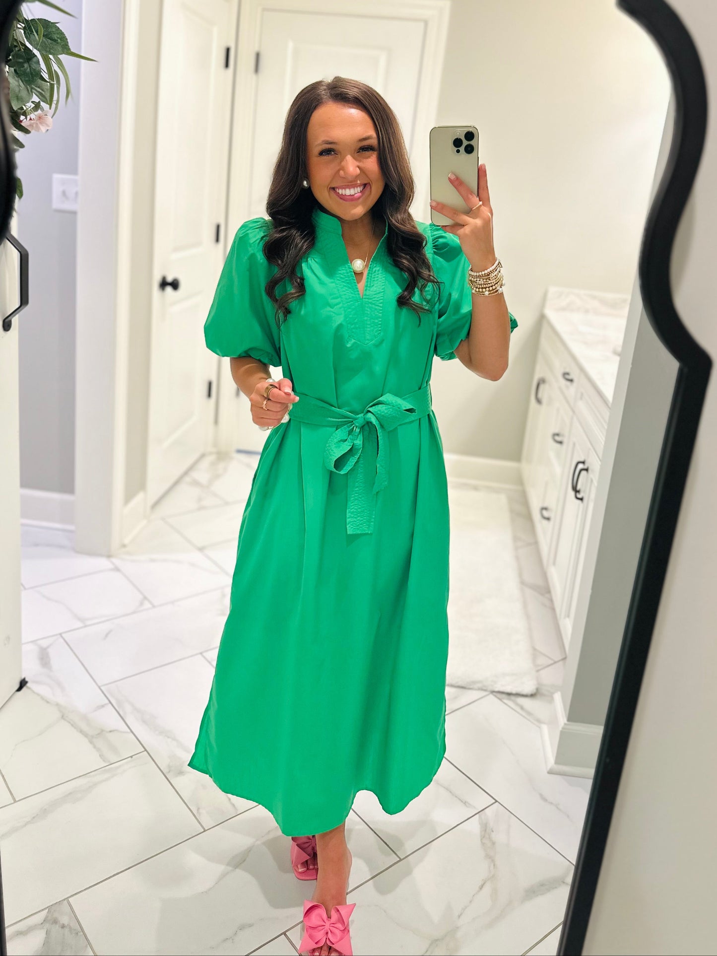 The Kaia Kelly Green Midi Dress