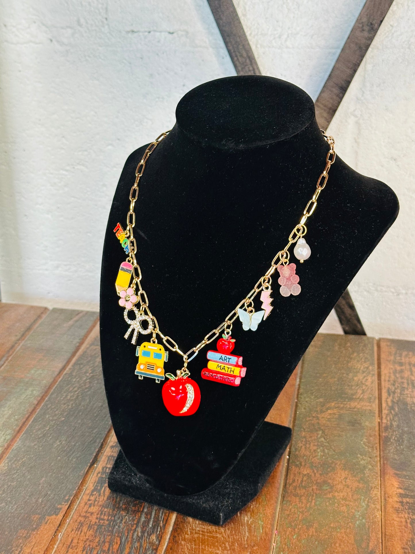 The Teacher Life Theme Charm Necklace