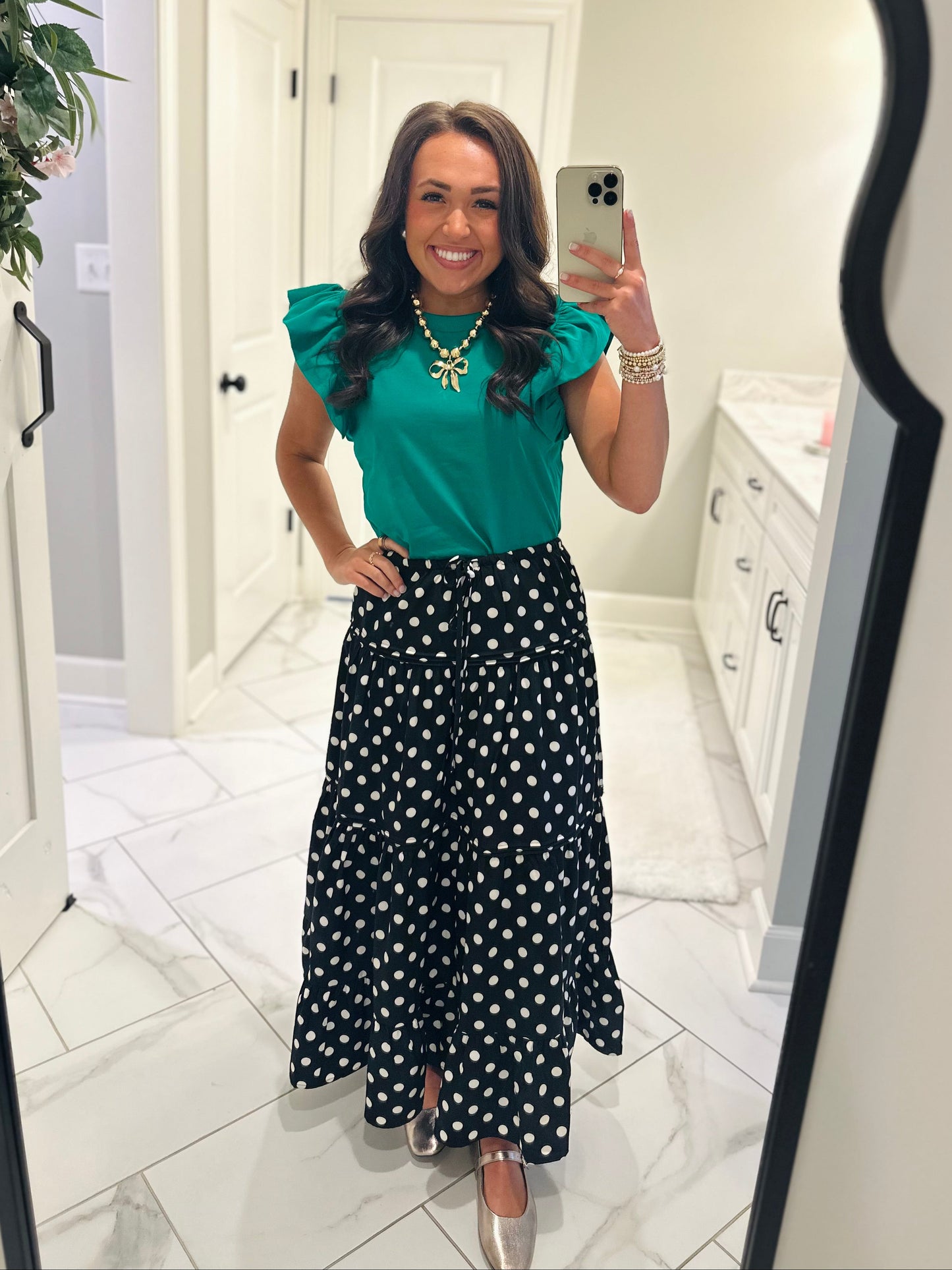 The Tillie Kelly Green Ruffled Sleeve Top