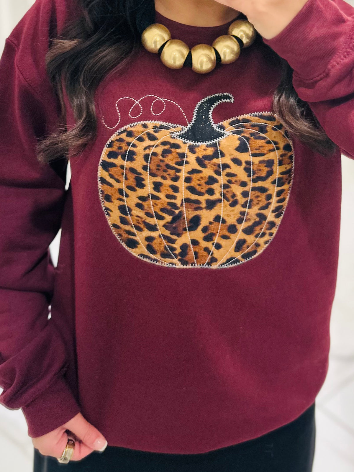 The Leopard Pumpkin Embroidered Sweatshirt