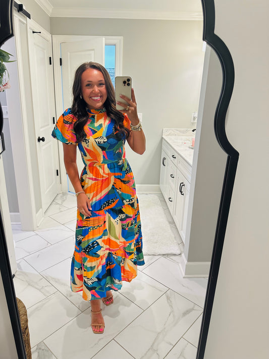 The Kai Tropical Print Midi Dress