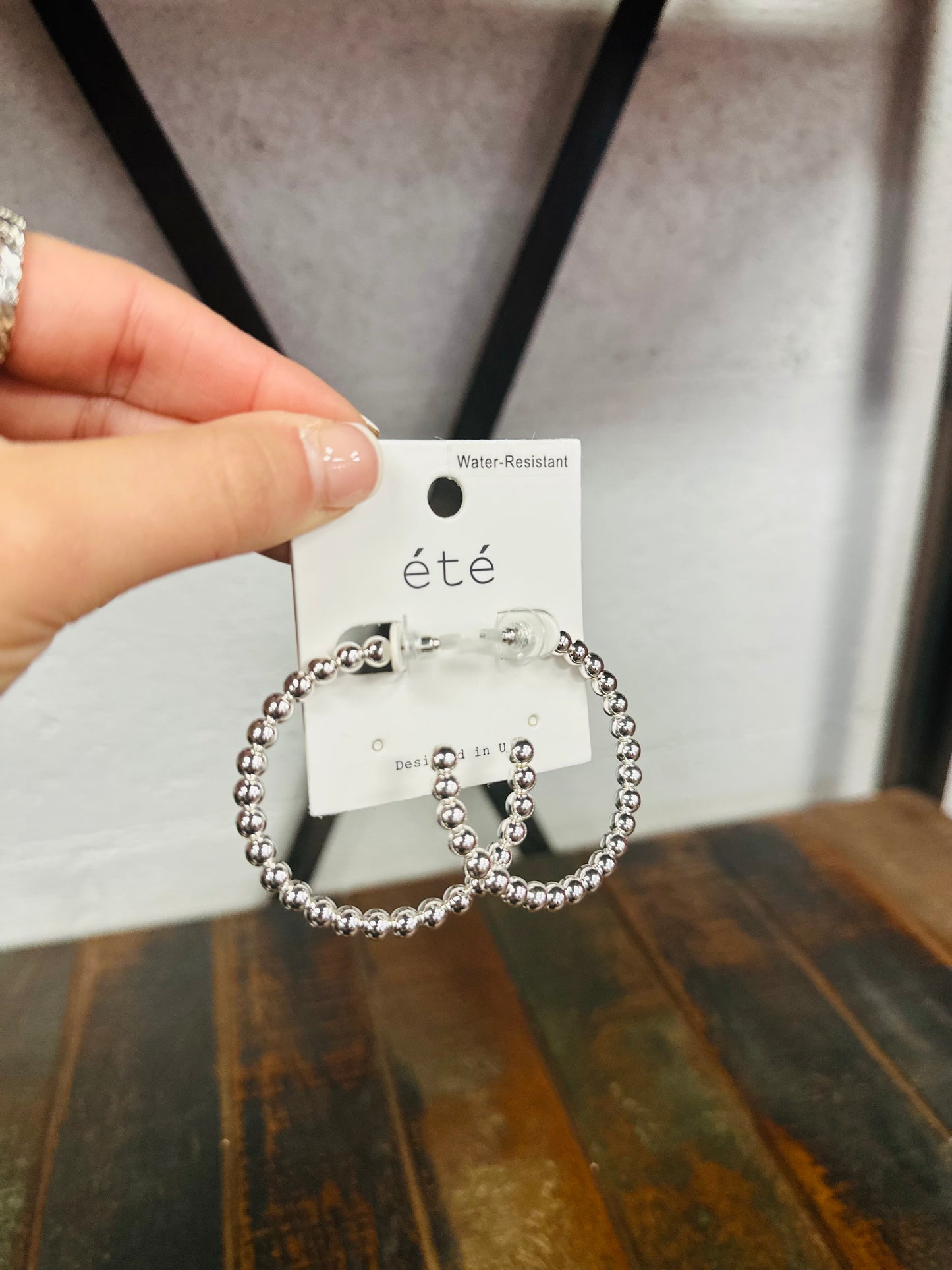 Silver Ball Hoop Earring