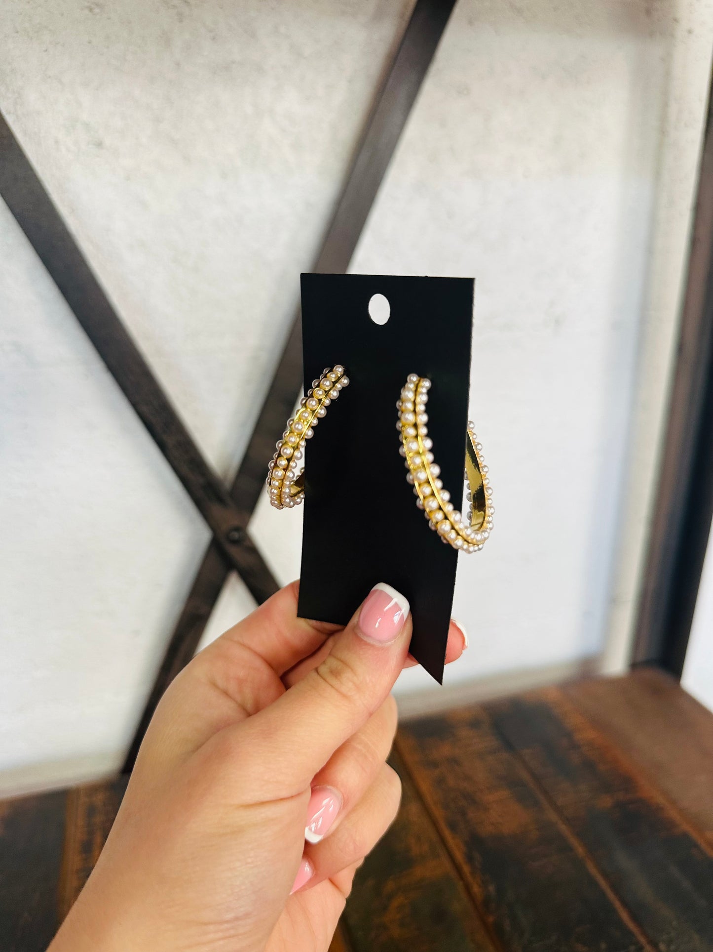 Gold & Pearl Delicate Hoop Earring