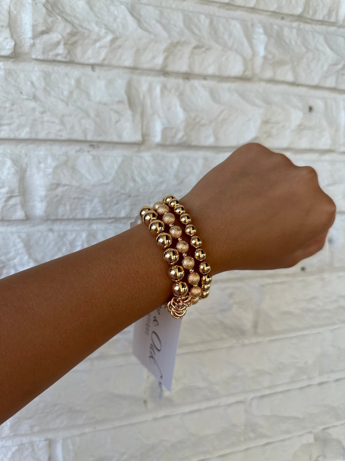 Gold Ball Bracelet Stack