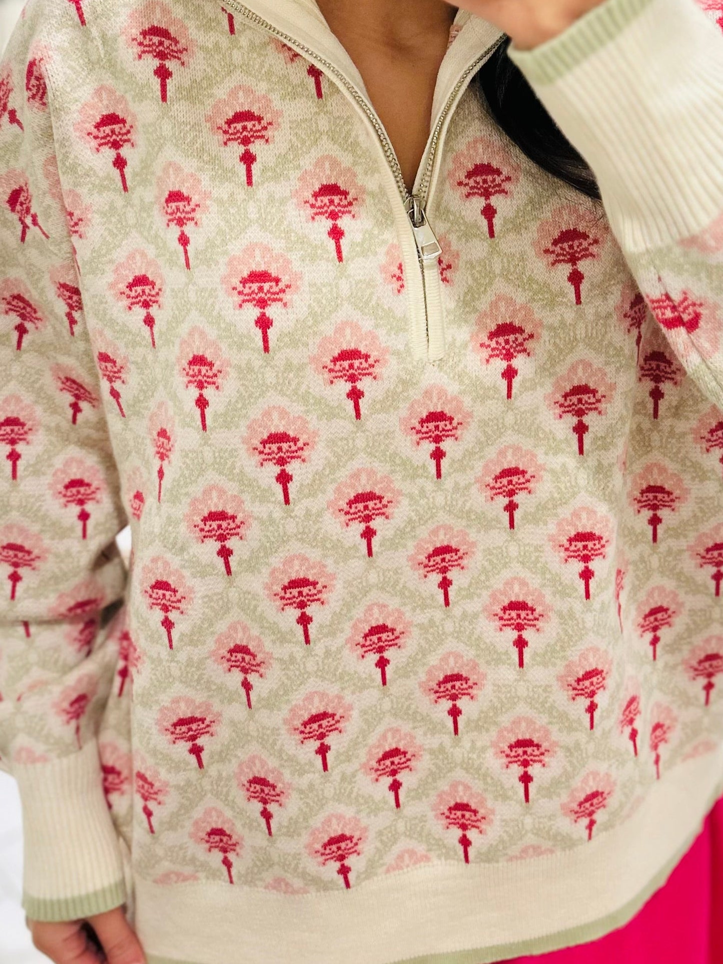 The Oakley Floral Half Zip Pullover