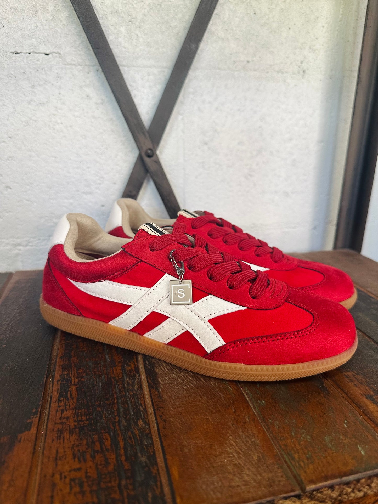 The Sasha Red Suede Sneaker