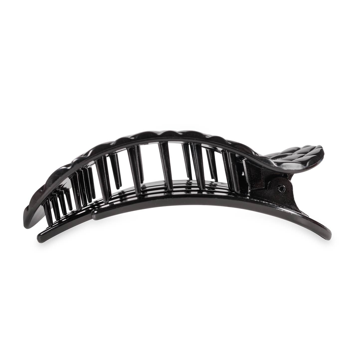 Jet Black Quilted Round Flat Hair Clip