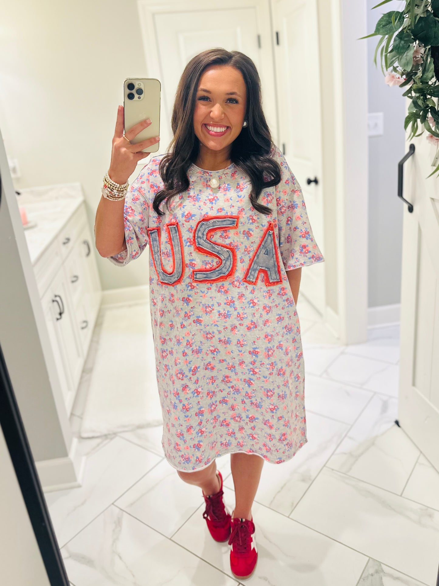The Made in the USA Letter Patch Floral Dress