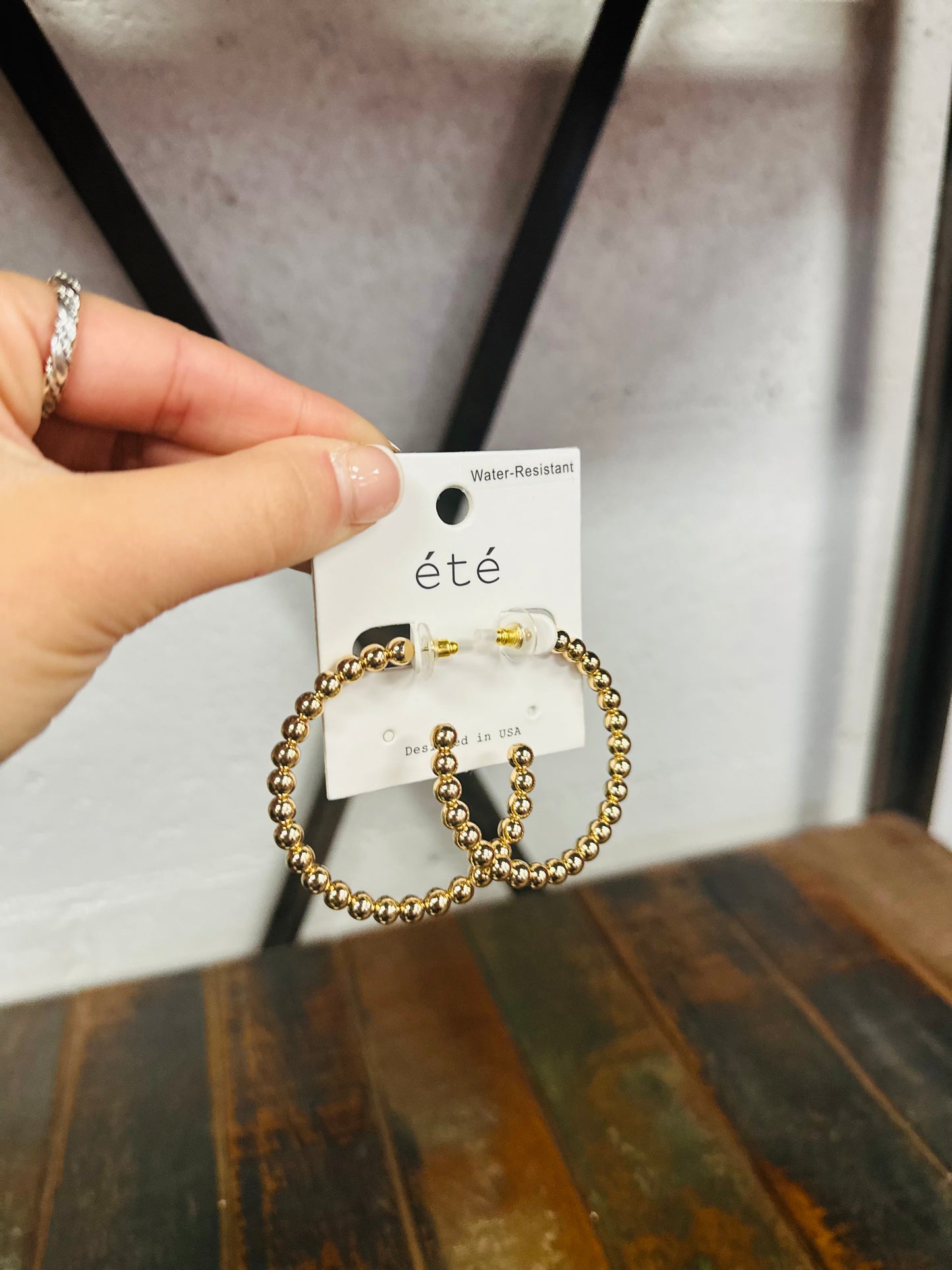 Gold Ball Hoop Earring