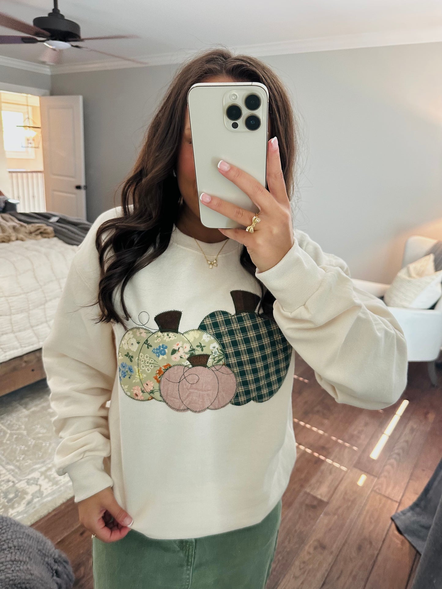The Fall Floral Plaid Pumpkin Trio Sweatshirt