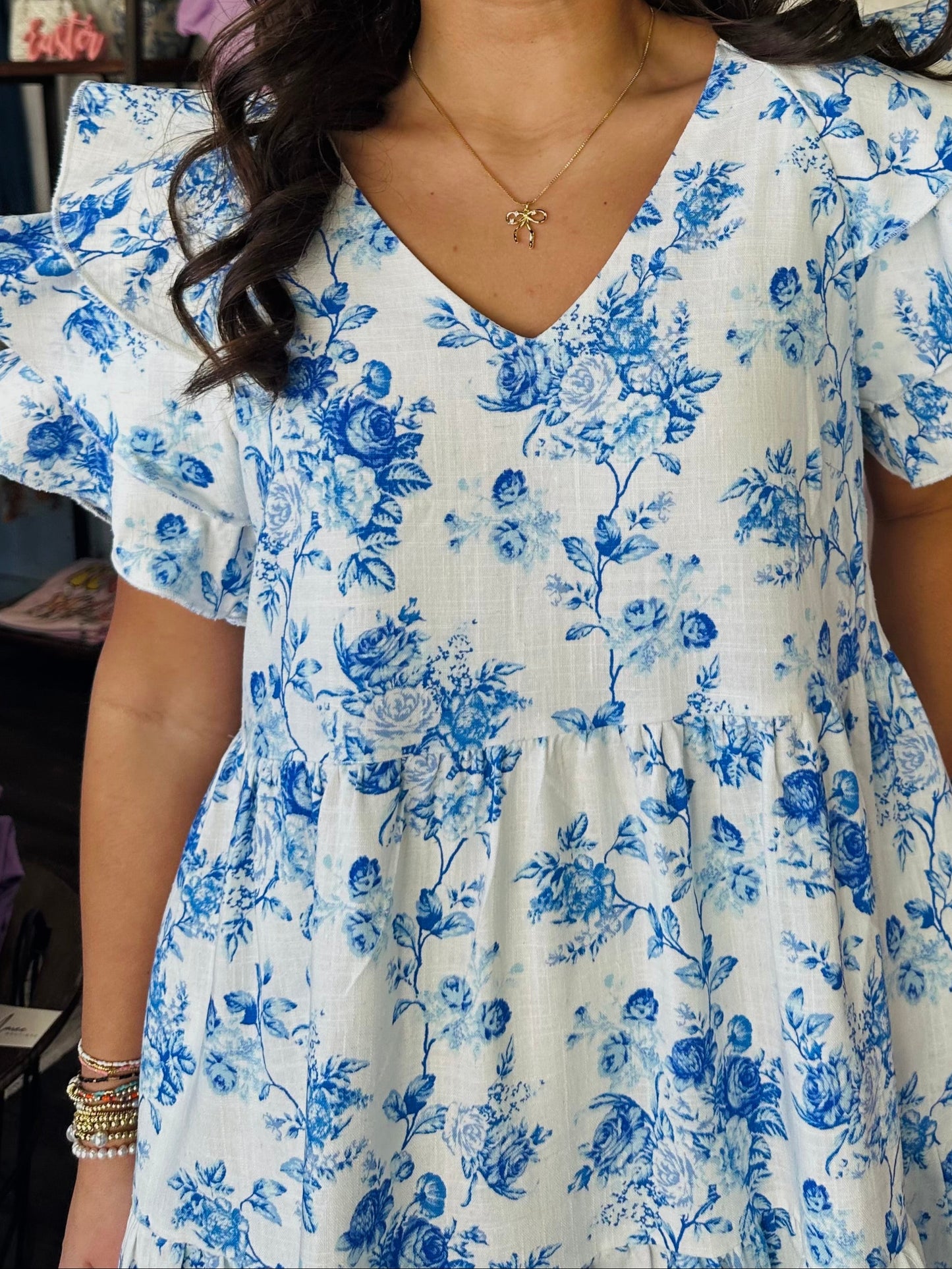 The Savannah Blue Floral Print Dress