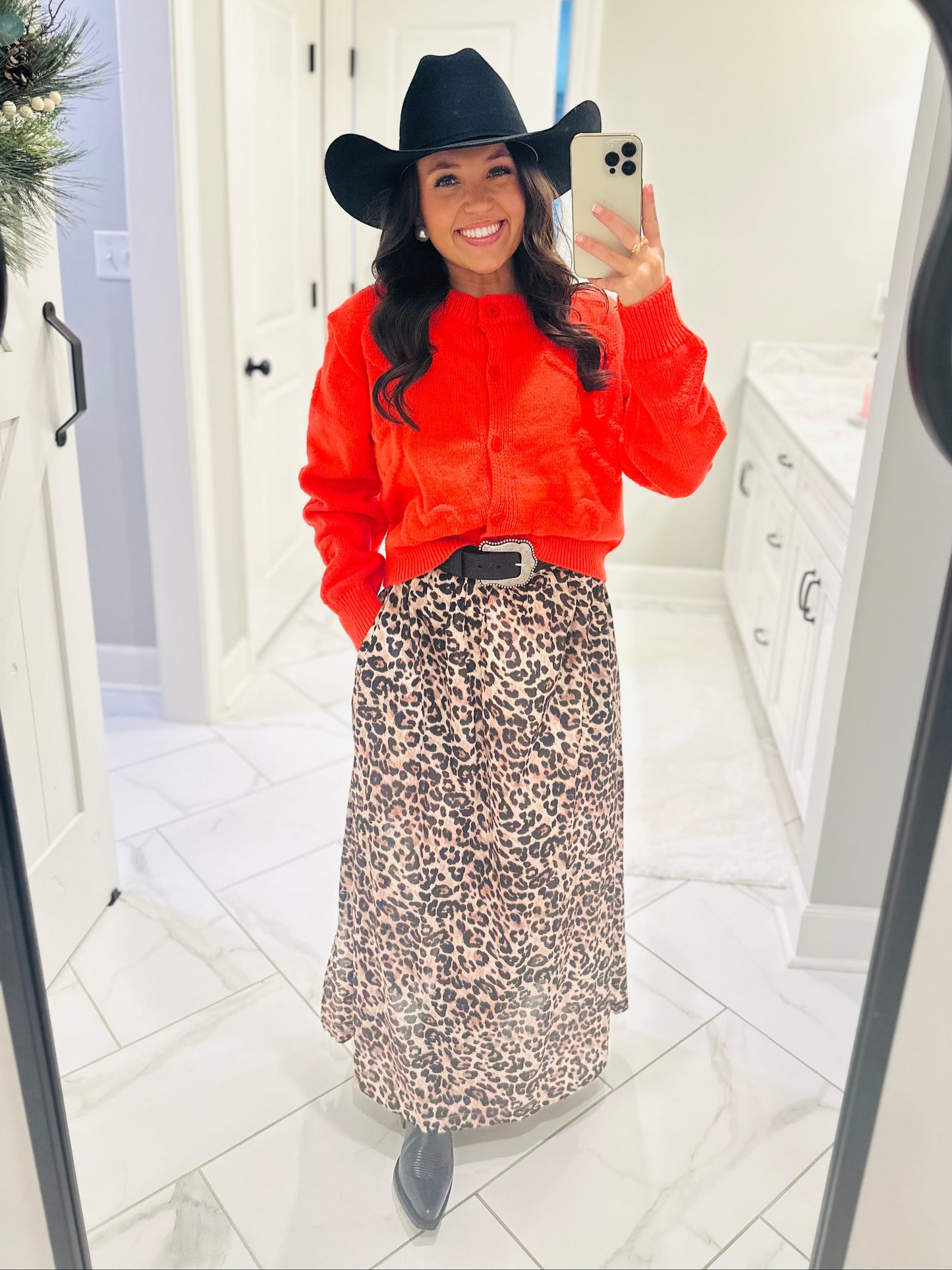 The Amber Leopard Print Midi Skirt