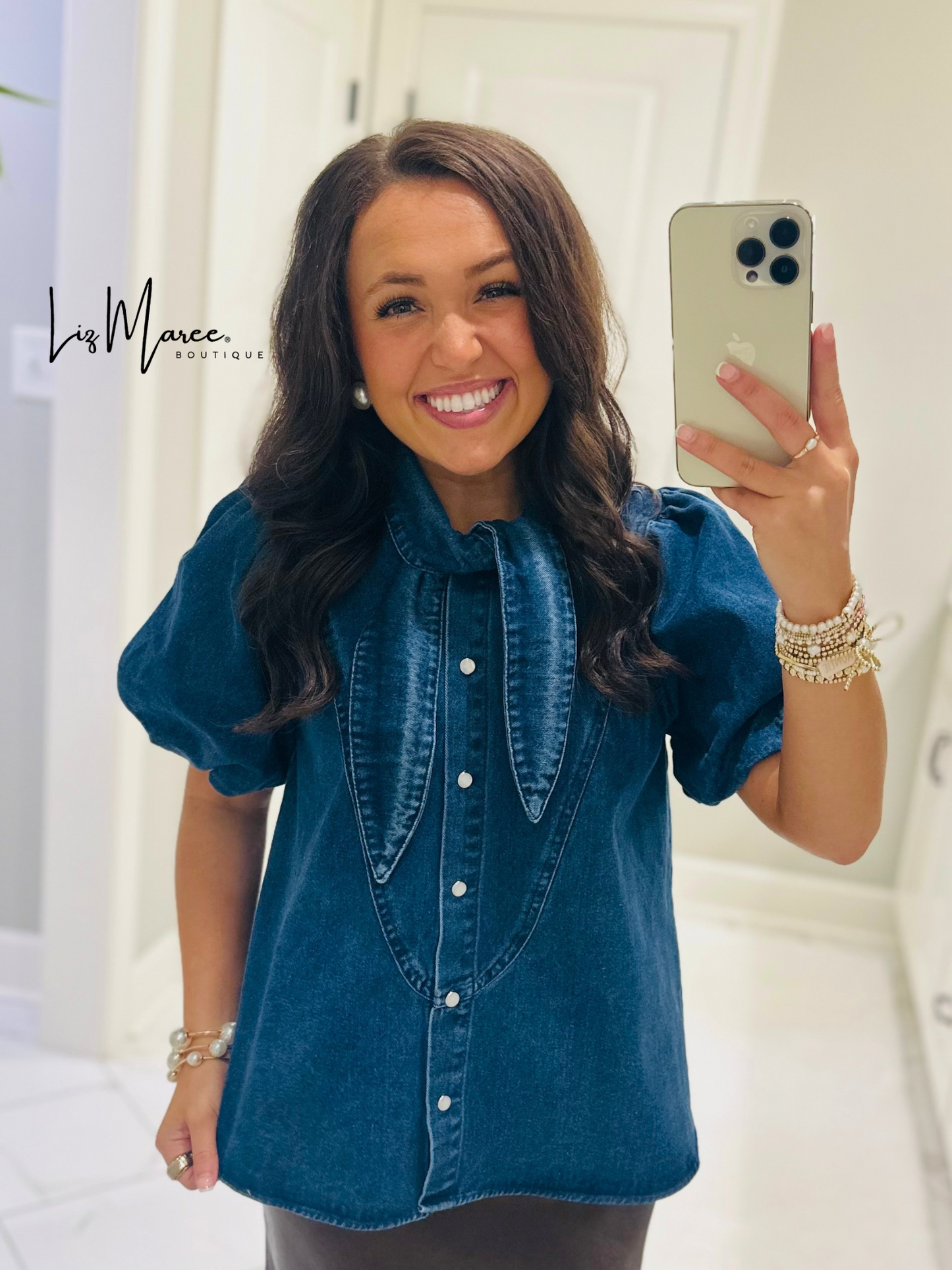The Mabel Dark Denim Tie Top