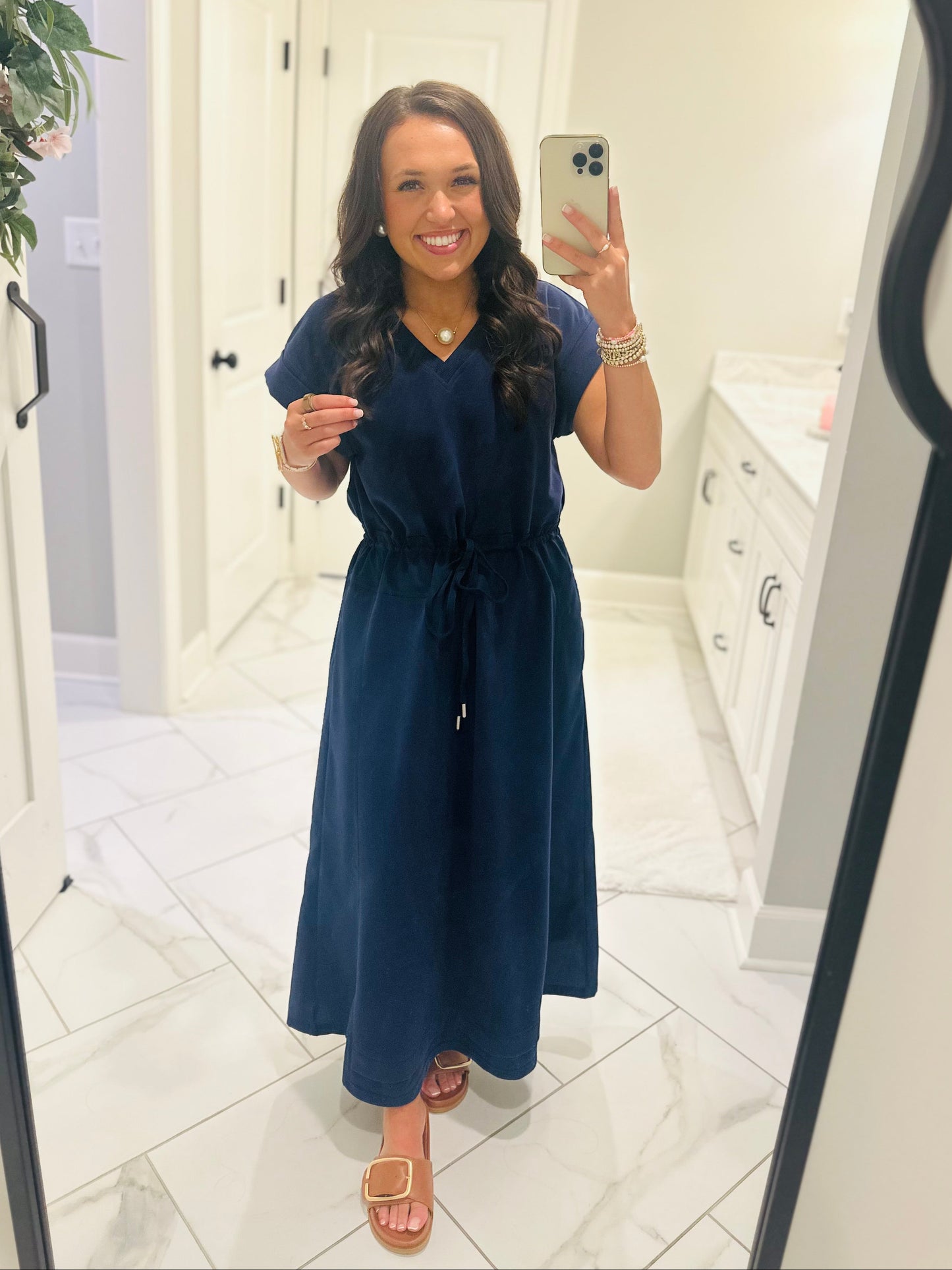 The Norah Navy Midi Dress