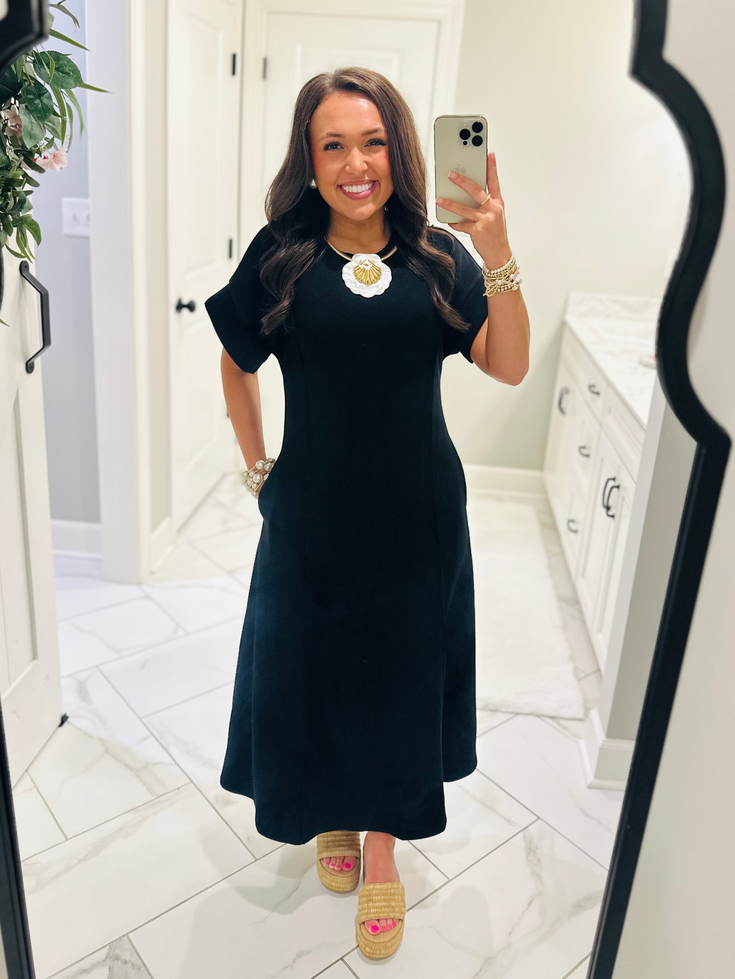 The Jess Black Knit Midi Dress
